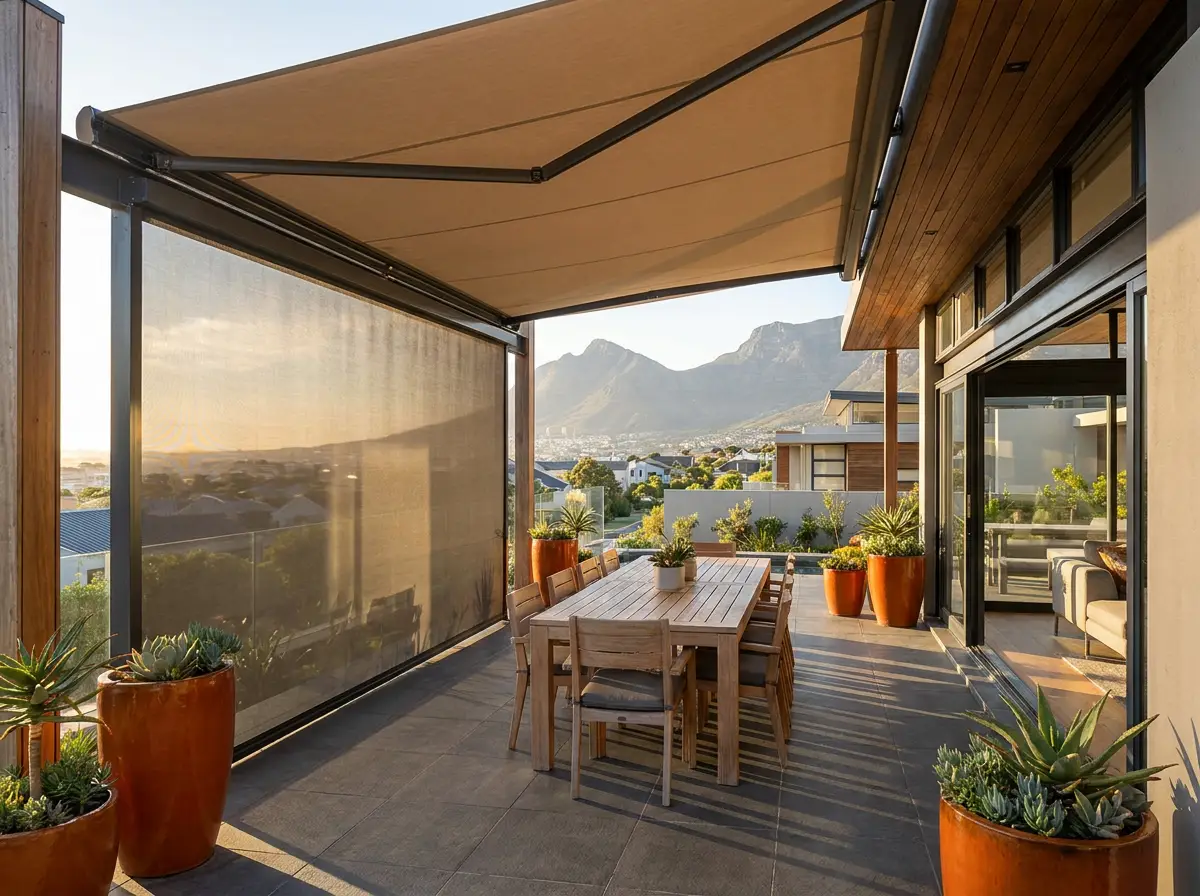 Bedroom interior in Plattekloof with layered blinds offering light control and privacy